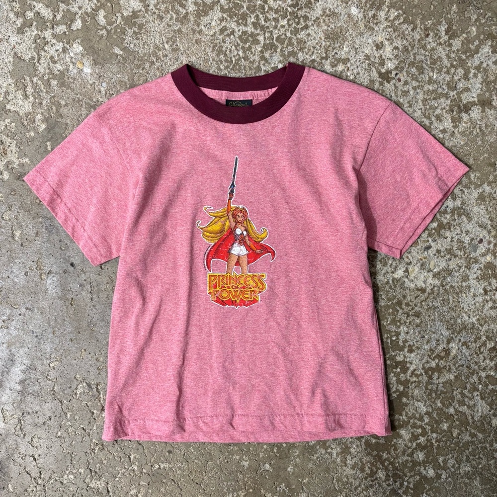 Vintage 90s Pink Princess of Power Ringer Graphic T-Shirt Changes Brand New USA